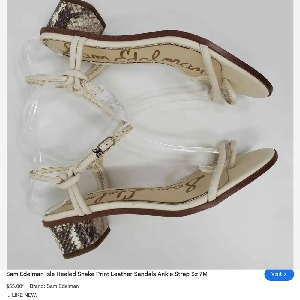 Sam Edelman isle white snake sandals size 8